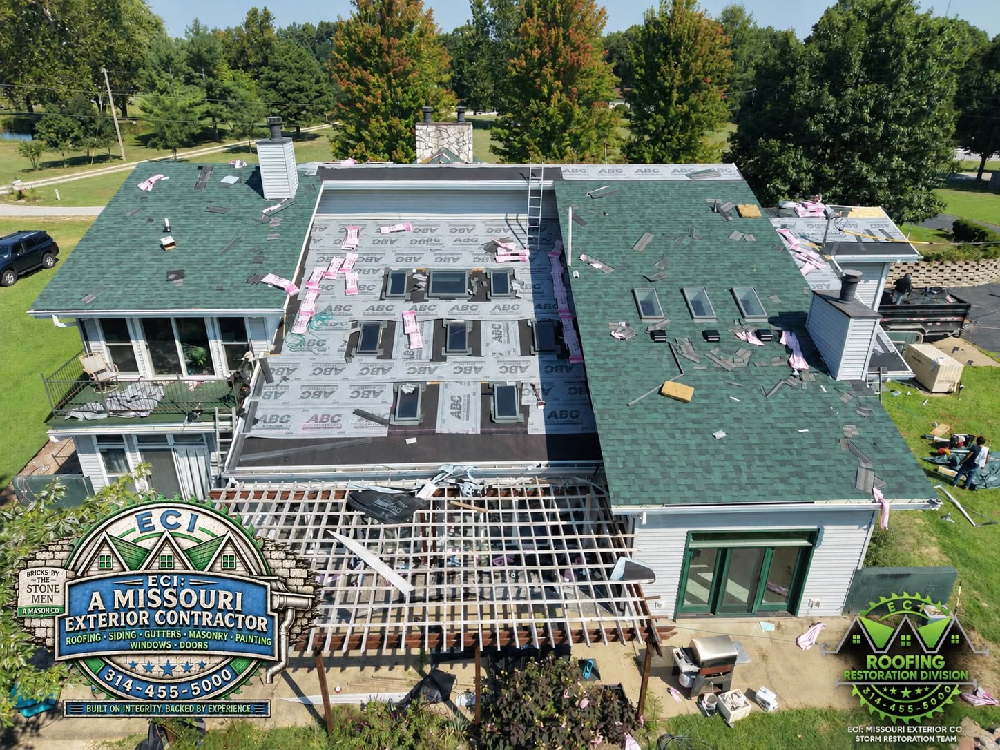 Skylight roof replacement in progress